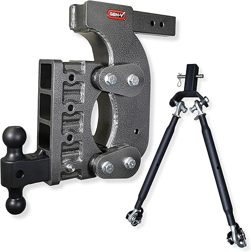 GEN-Y GH-1514 The BOSS Torsion-Flex - Enganche de caída ajustable de 15 pulgadas con doble bola GH-061, kit estabilizador GH-0101 para receptor de