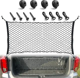Car Rear Cargo Net, 43 x 16inch Trunk Organizer Cargo Net, Car Rear Cargo Net for Car Trunk for Most Cars, Vehicles, SUVS