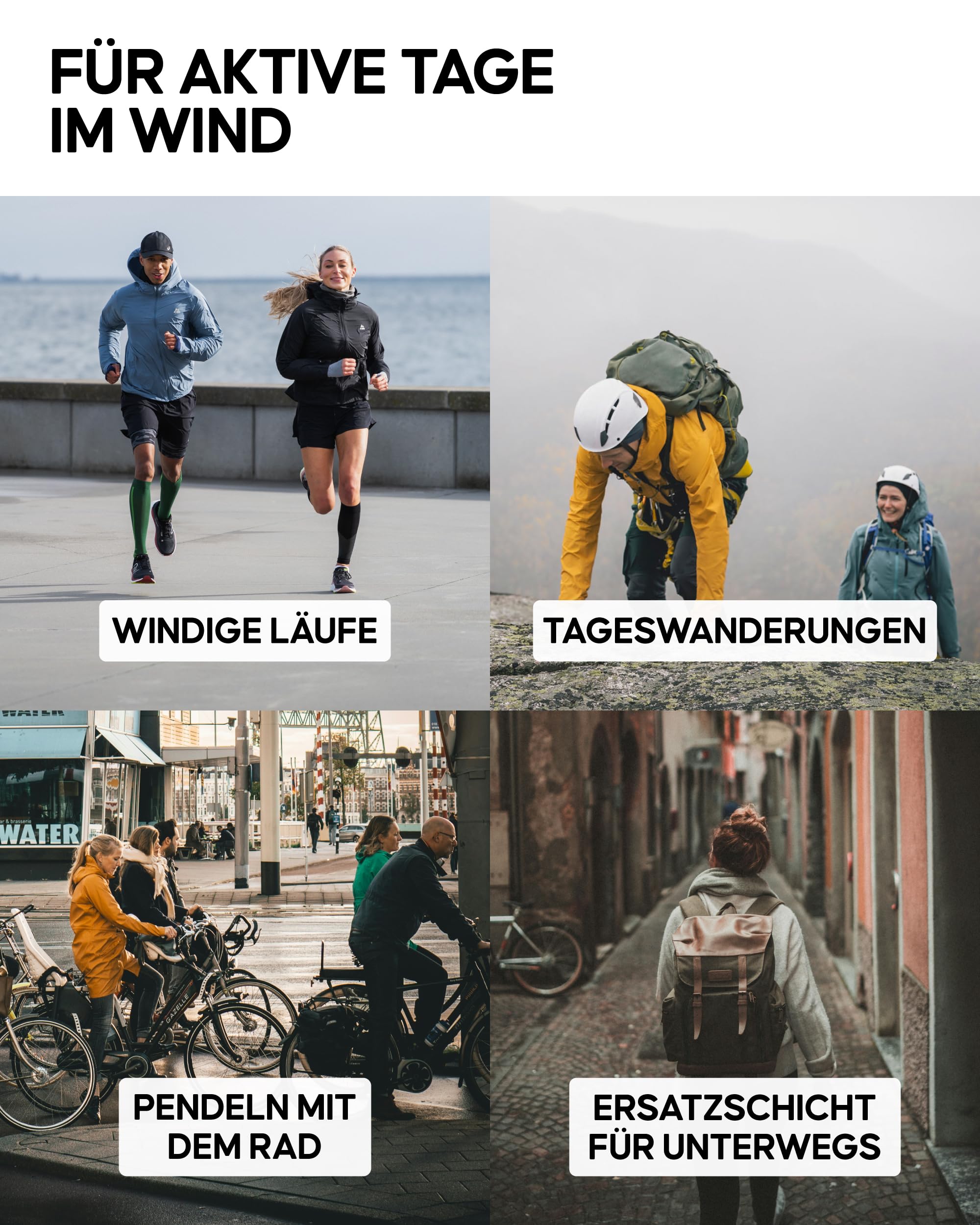 DANISH ENDURANCE Windbreaker-Jacke mit Kapuze, Faltbare Laufjacke aus recycelten Materialien, Atmungsaktive Sportjacke, Winddicht & Leicht, für Damen