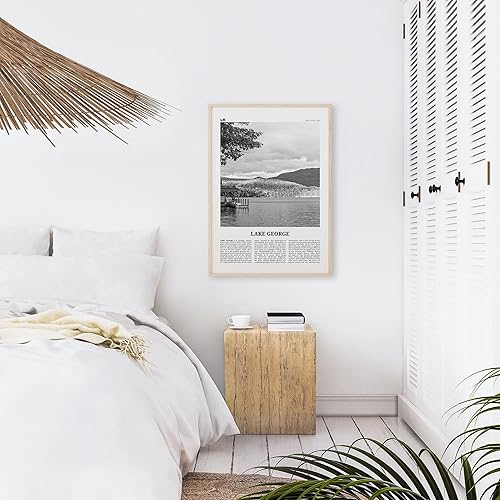 Miniatura 6 de Impresión artística para pared con impresión de lago George en blanco y negro, arte de pared del lago George, póster del lago George, foto del lago