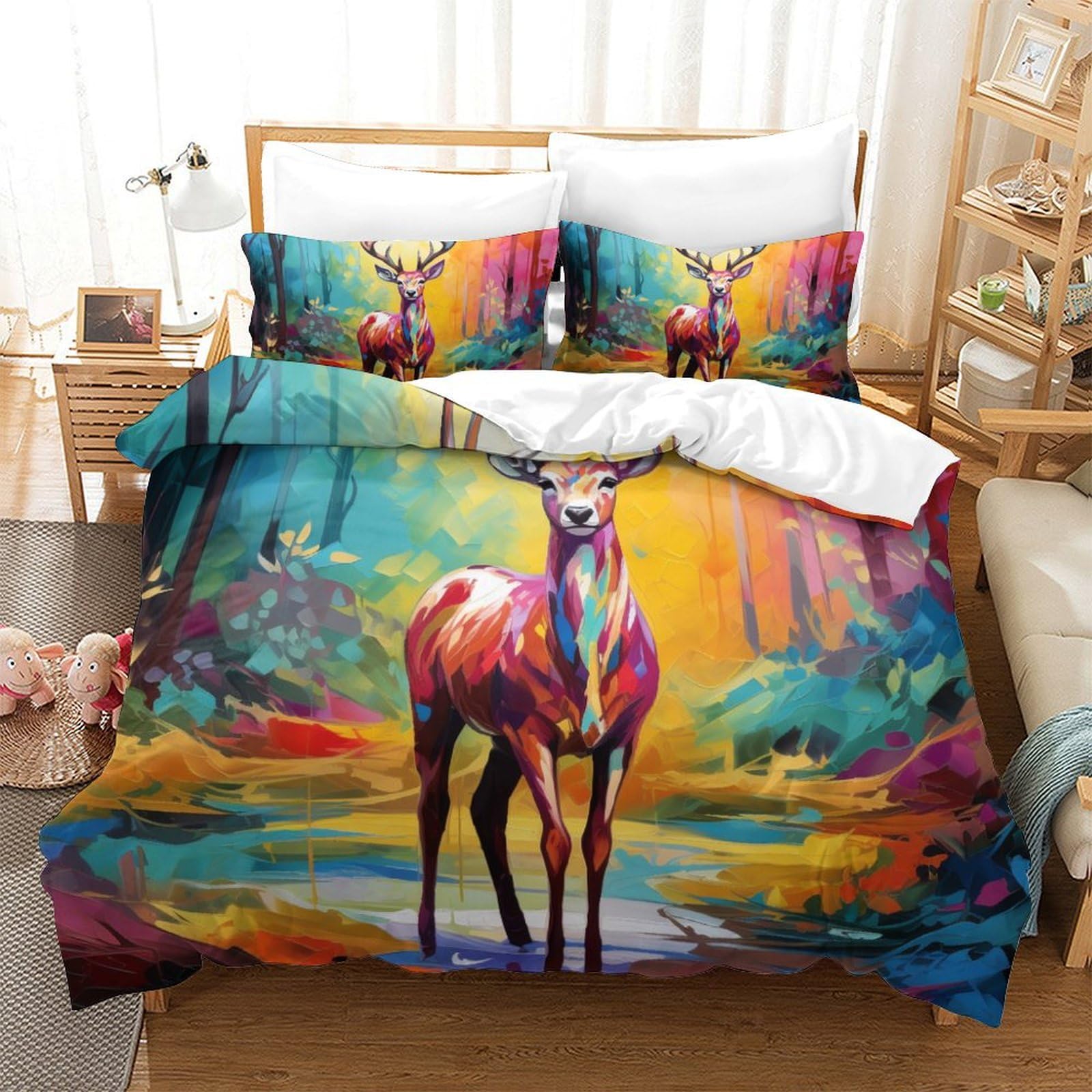 Housse de couette Wapiti Super King 260x220cm en microfibre douce avec 2 taies