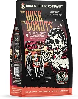 From Dusk Till Donuts Jelly Donuts Flavored Coffee, Medium Roast Low Acid Arabica Beans Compatible with Auto drip and French Press Coffee Maker, 12 Oz Whole Bean