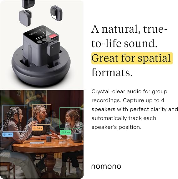 Nomono Sound Capsule Portable Podcast Kit with Software 4X HD Microphones for Studio Quality, Charging Case Equipment Bundle with Premium Design Made in Norway