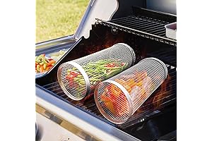 Rolling Grilling Baskets For Outdoor Grilling, 2 Pcs Stainless Steel Barbecue Grill...