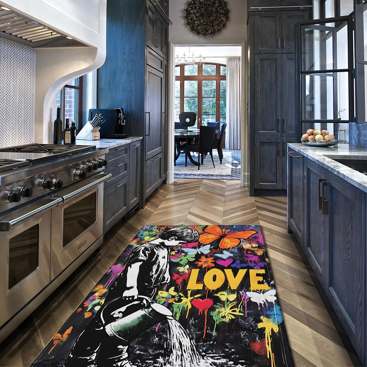 Tapis coloré antidérapant au design Love pour décoration moderne