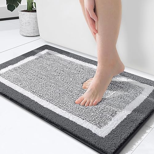 OLANLY Alfombra de baño de microfibra extrasuave y absorbente, antideslizante, lavable a máquina, de secado rápido, adecuada para suelo de baño,