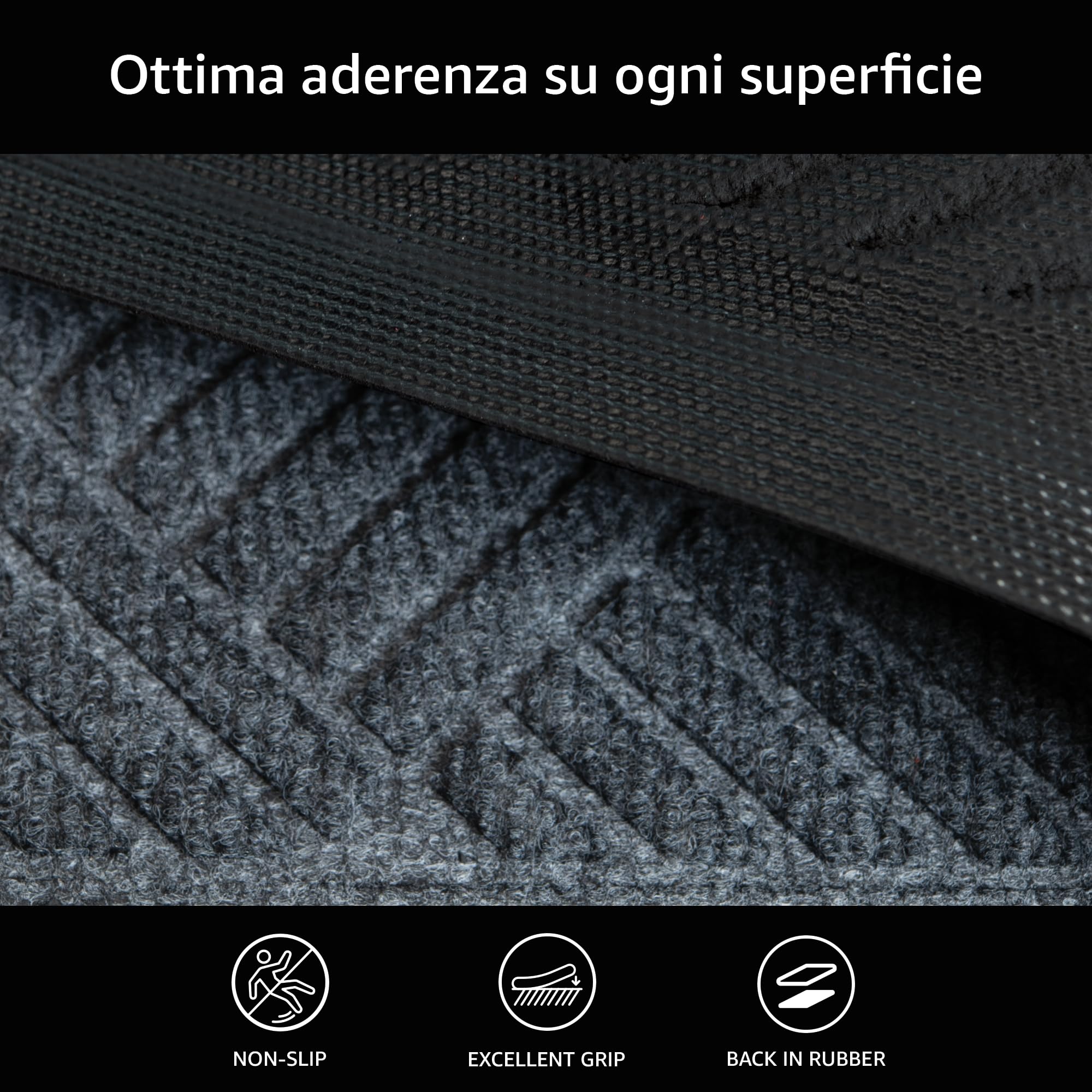 Comart - Zerbino Asciugapassi Kelly - 40x60 cm - Tappeto Sintetico Fuori Porta - Assorbente e Antipioggia - Fondo Antiscivolo in Gomma - per Ingresso Esterno o Interno - Rettangolare - Grigio Scuro