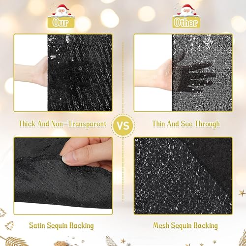 Miniatura 7 de Eternal Beauty Falda pequeña de lentejuelas para árbol de Navidad, cubierta de árbol de Navidad con purpurina, tapete suave para adornos de árbol de