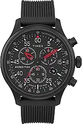 Relógio masculino Expedition Field Chrono de 43 mm - pulseira marrom, mostrador preto, caixa prateada