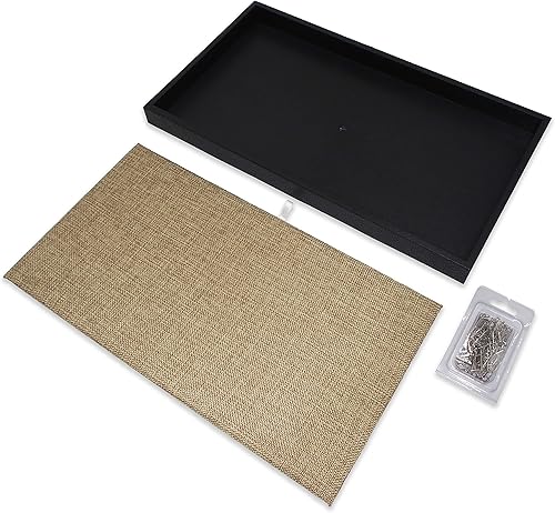 Miniatura 2 de CuteBox Bandeja de plástico negro con almohadilla de arpillera para minoristas, mercancías, joyas, exhibición, organización, almacenamiento, uso