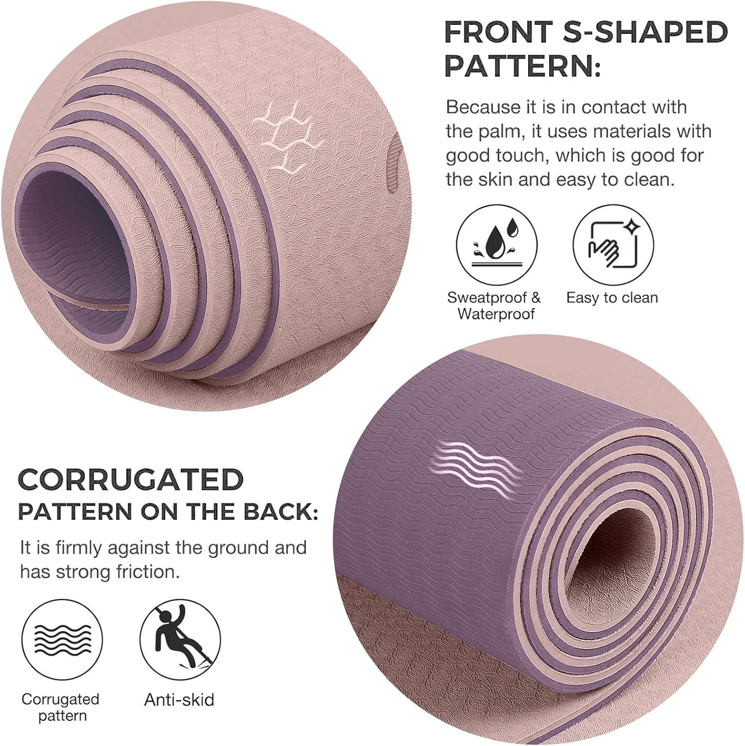 Gruper Yoga Mat Non Slip, TPE Extra Wide Yoga Mat with Alignment Mark image 4