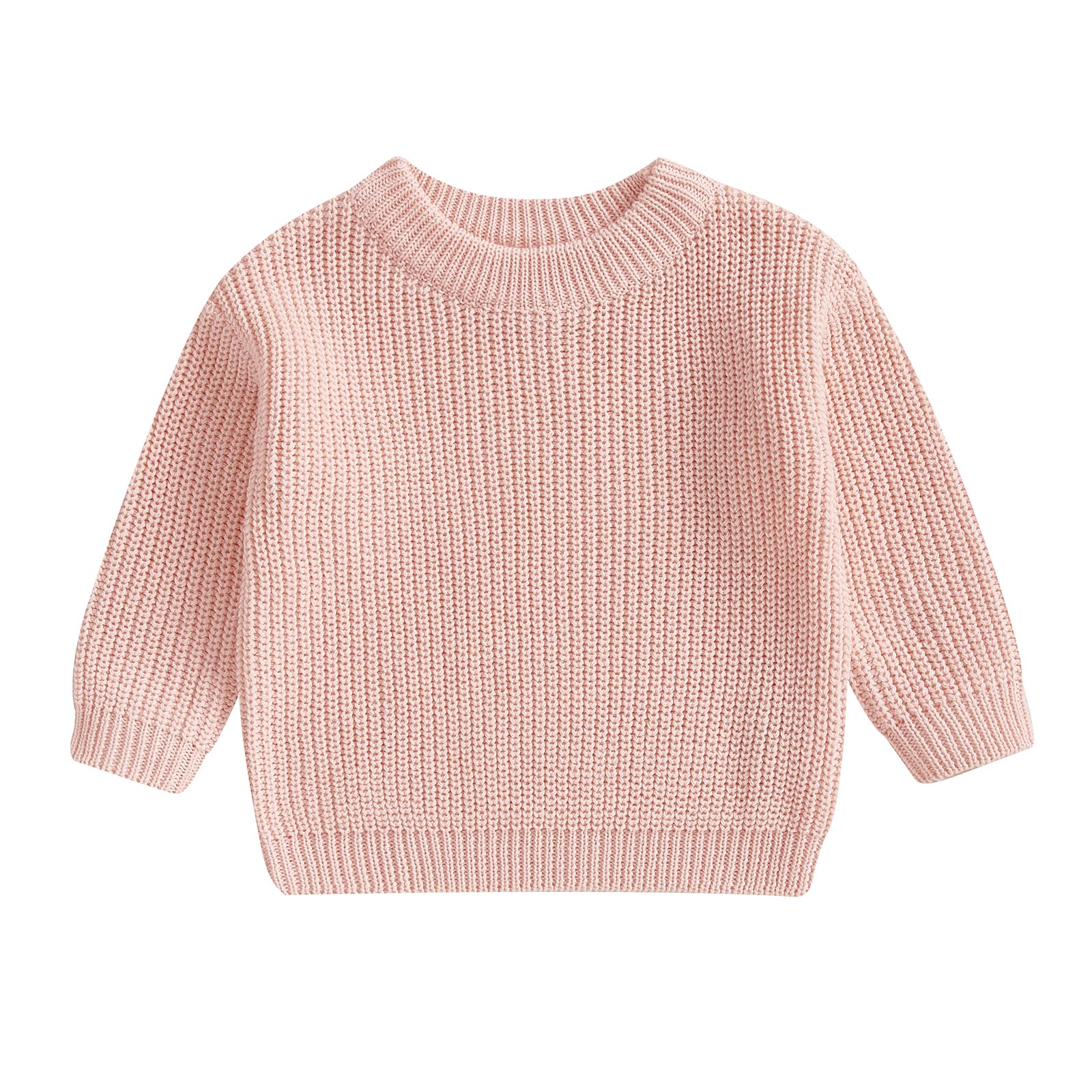Geagodelia Toddler Baby Boy Girl Warm Sweater Long Sleeve Crew Neck Solid Color Knitted Pullovers Tops Knit Jumpers Sweatshirt Chunky Knitwear Fall Winter Clothes Outfits