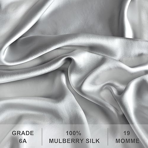 Miniatura 5 de HusiAjiesilk Juego de sábanas de seda de 4 piezas, sábanas de cama 100% seda de morera, juego de ropa de cama de seda de lujo de 19 momme tamaño