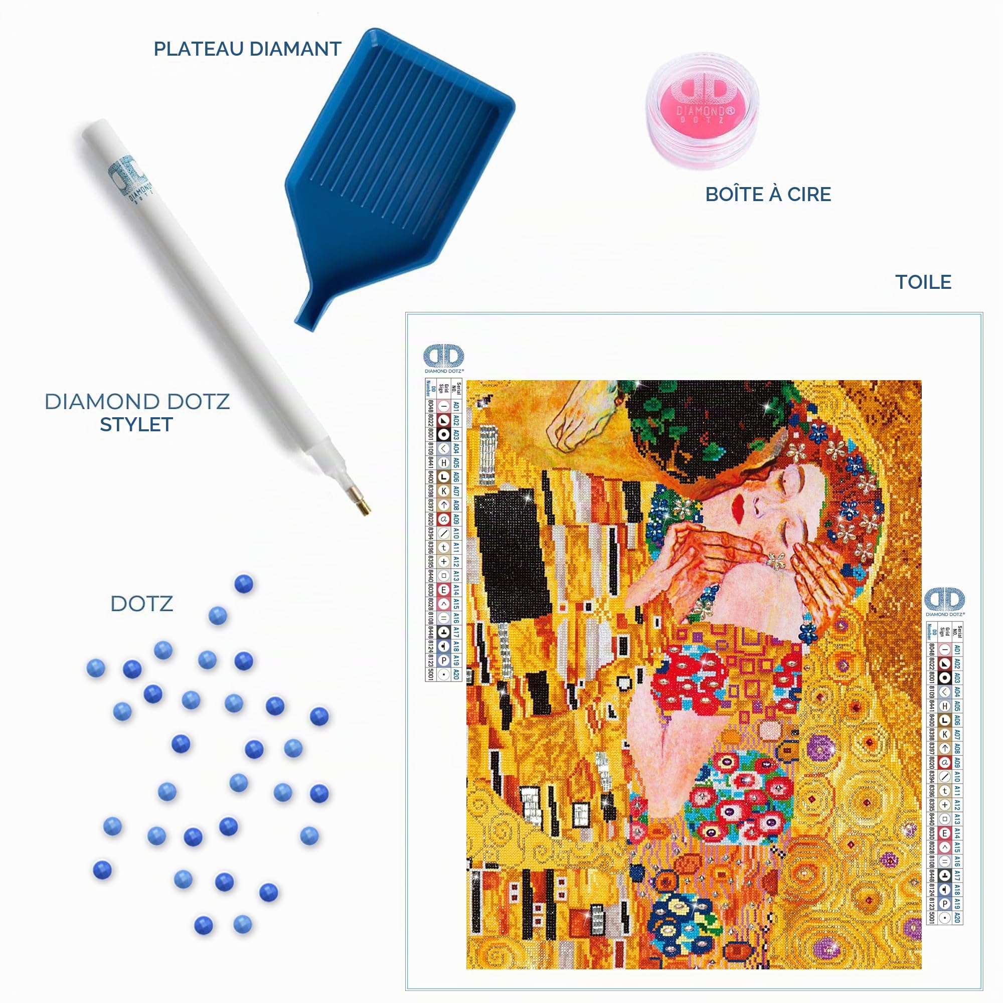 Kit de peinture au diamant, le baiser (Klimt)