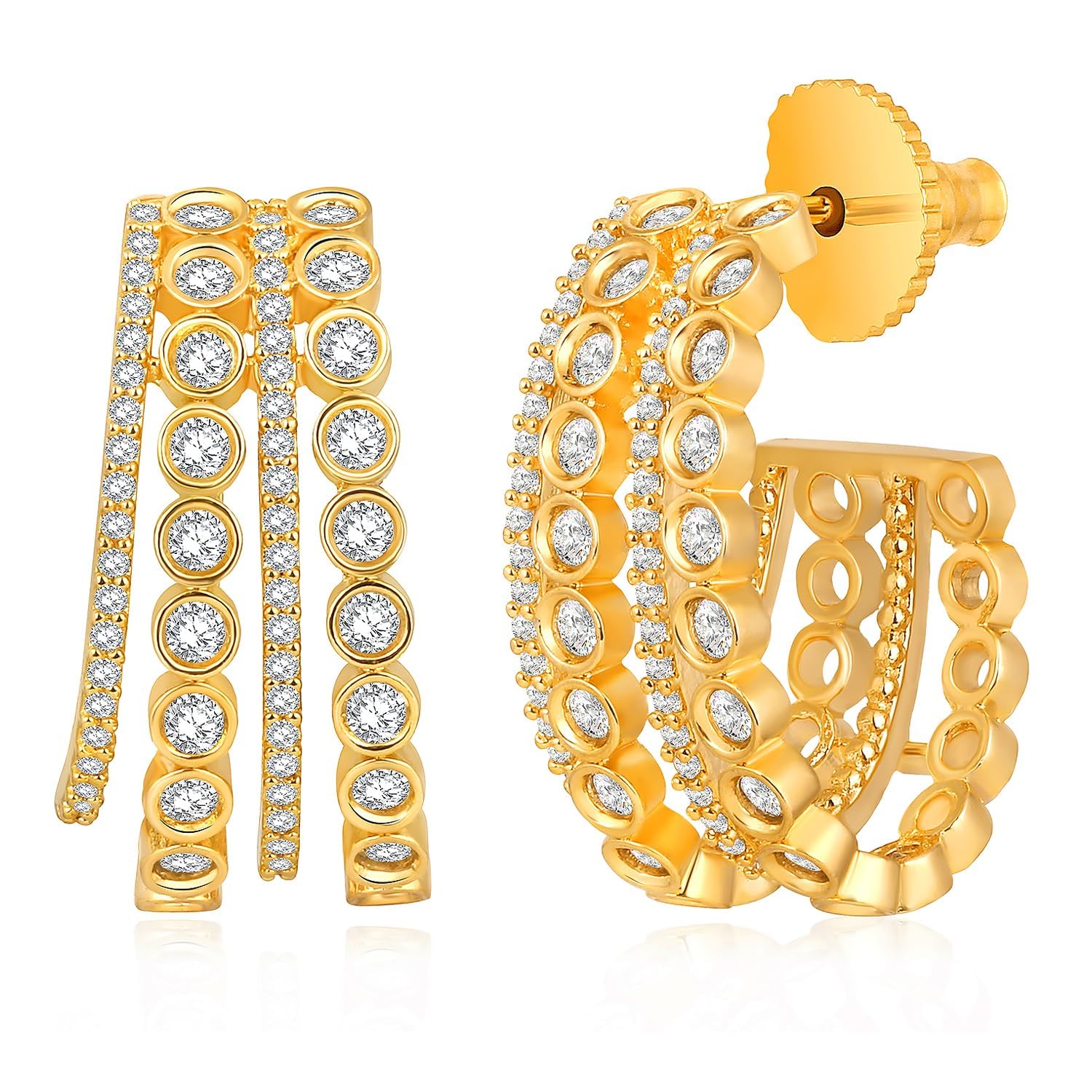 Peora Gold Plated Cubic Zirconia Studded Half Hoop Earrings Fashion Jewellery for Women (B0D26FNWYC) Amazon Price History, Amazon Price Tracker