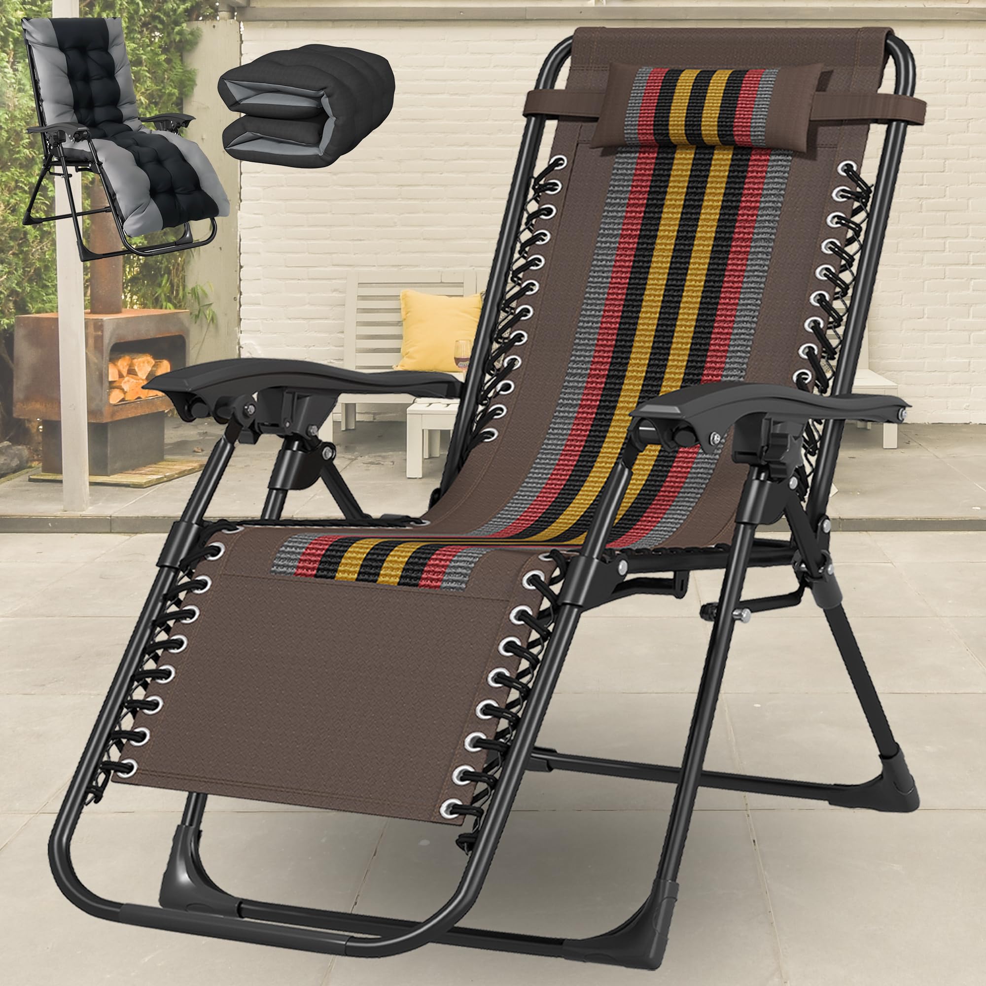Liegestuhl Klappbar Garten - Extra Breit Mit Verstellbarer Lehne 150kg