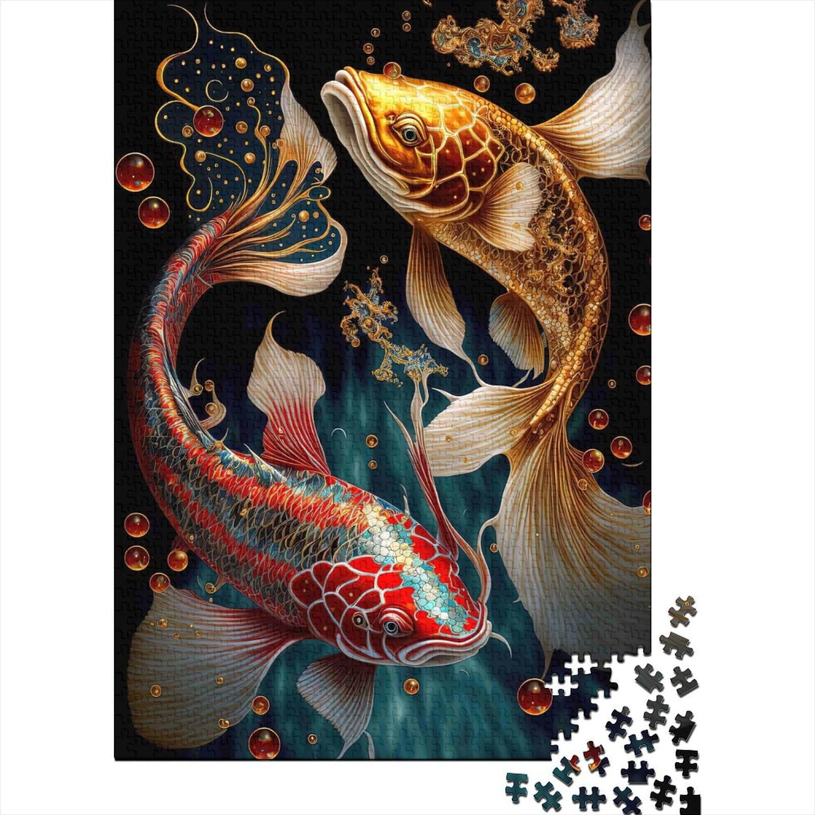 koi fish 1000 piece jigsaw puzzle paperboard for adults artistic water pattern 1000 pieces puzzle game wall art decor brain teaser leisure hobby