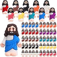 Vista 11 de Bememo 50 figuras de Jesús de diseño original, figuras religiosas de Pascua de Jesús a granel para esconderse y buscar escuela dominical, regalo Azul