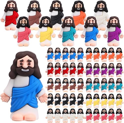 Vista 33 de Bememo 50 mini figuras de Jesús de diseño original, juguetes de Jesús, pequeñas figuras para esconderse y buscar escuela dominical religiosa fiesta