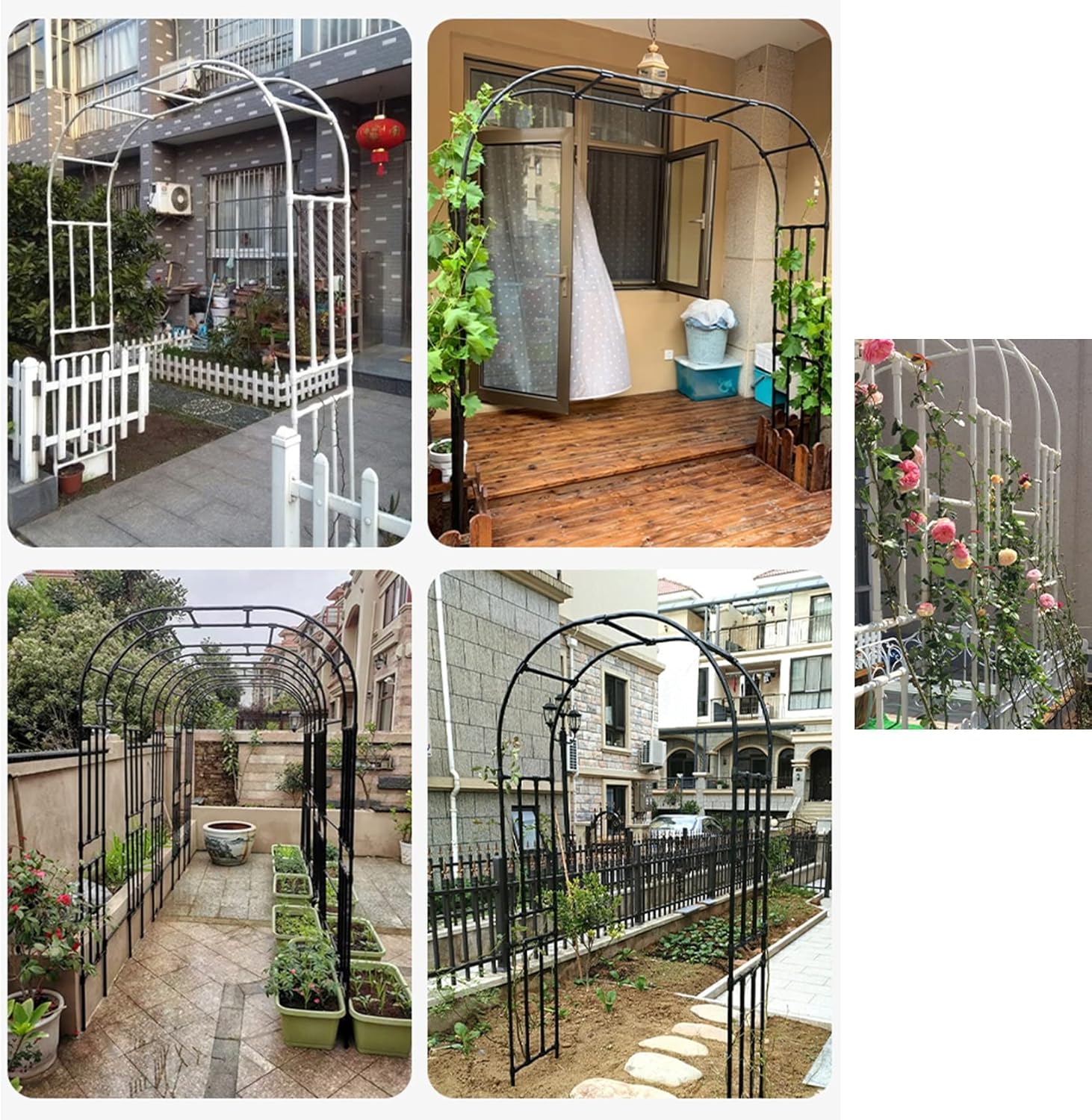 Garden Arbor Pergola Arch Roses Plant Support Trellis for Climbing Plants,Wedding,Bridal, Party,Flowers,Outdoor Decoration (Color : Black, Size : L280xW40xH240cm)