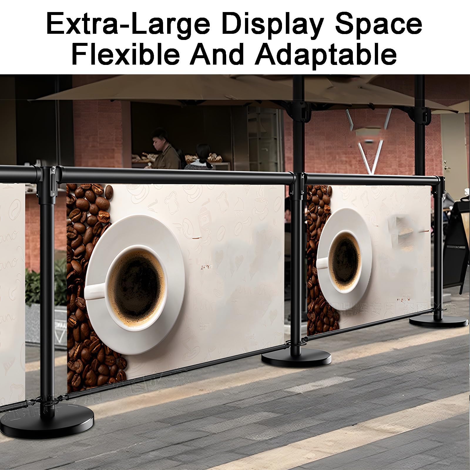 Postes de señalización retráctiles para carteles de advertencia, barreras de control de multitudes con publicidad, capacidad para carteles de 120 × 75 cm, diseño enrollable, barreras con vallas