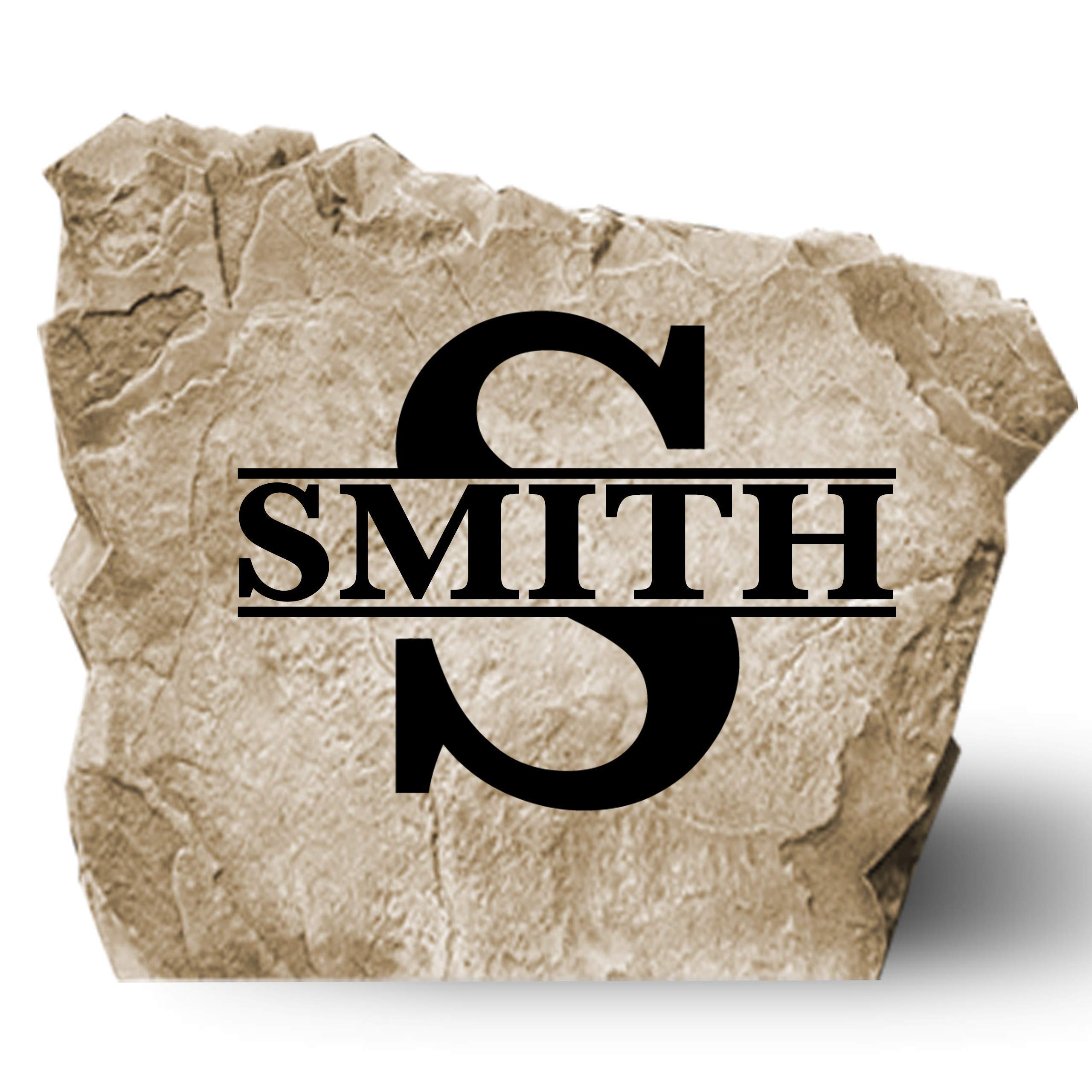 Personalized Monogram Name Stone - Garden Stone - Landscape Stone - Sandstone Color - Engraved - 15” W x 15” H