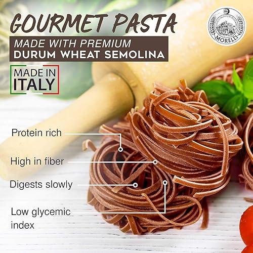 Miniatura 4 de Morelli Pasta italiana Linguine de ajo y albahaca orgánica, pasta Linguine de chile rojo Morelli, pasta de pimiento rojo con germen de trigo y