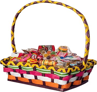 Wickerwise Vibrant Wicker Gift Basket Versatile Woven Basket with Handle for Easter Candy, Fruit, Snacks, Garden Wedding Decor, Adult Easter Gifts, Party Favors, Kitchen Storage, and Garden Decor