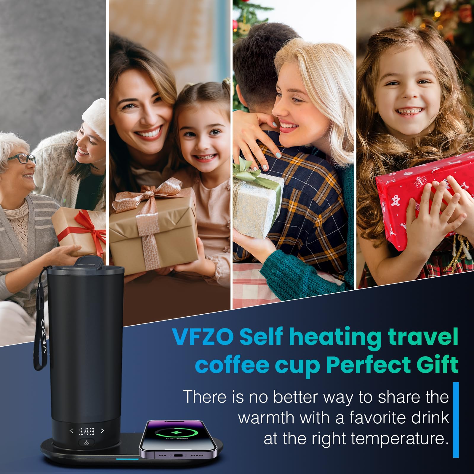 Taza de viaje con calefacción y control de temperatura, taza de café inteligente de 18 onzas con pantalla LED controlada por aplicación, se mantiene a una temperatura constante durante 4-10 horas