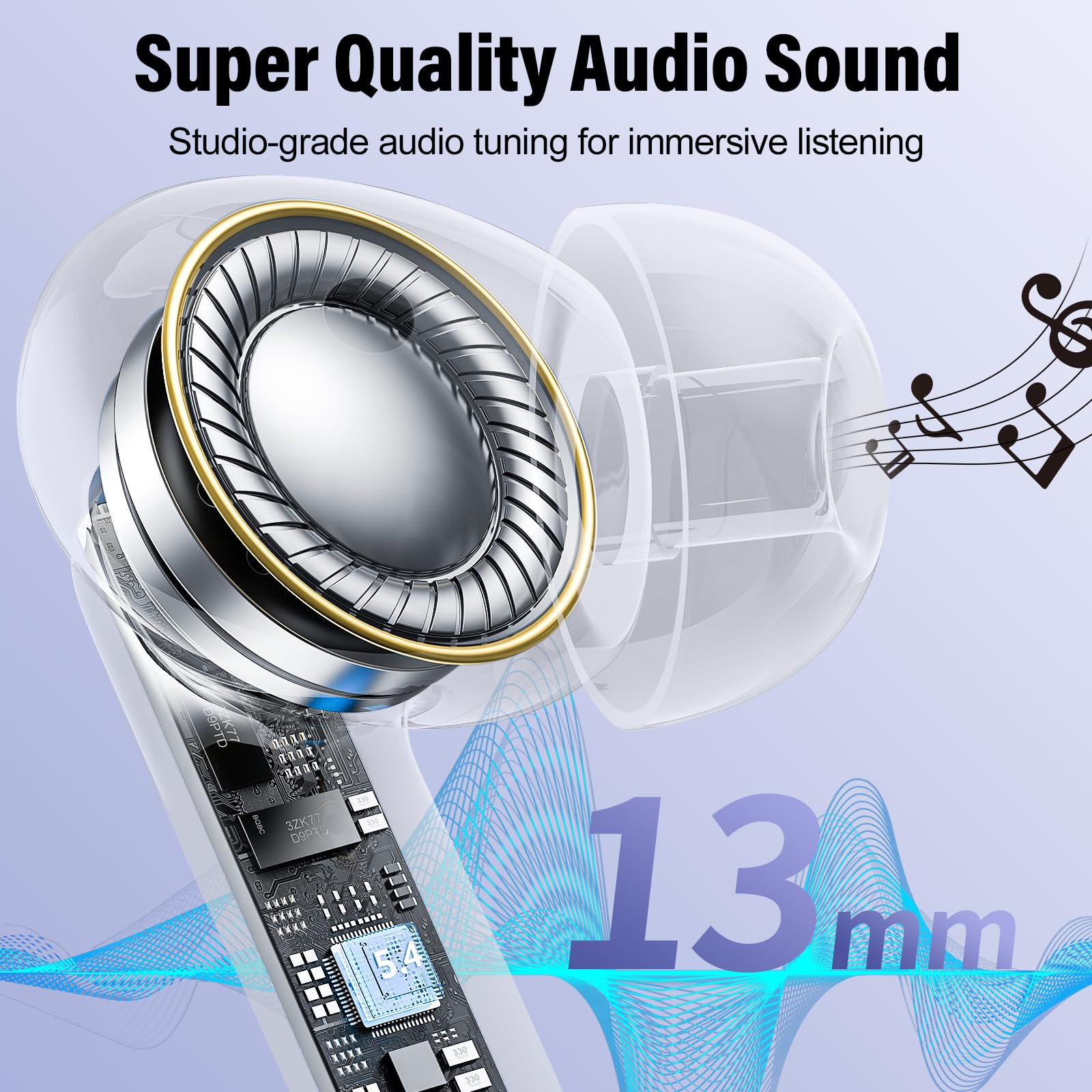 VEKJ AI Auriculares traductor en Tiempo Real, Auriculares Traductores de 164 Idiomas con Audio y Videollamadas, 42H 3 en 1 Cascos Inalambricos Azul