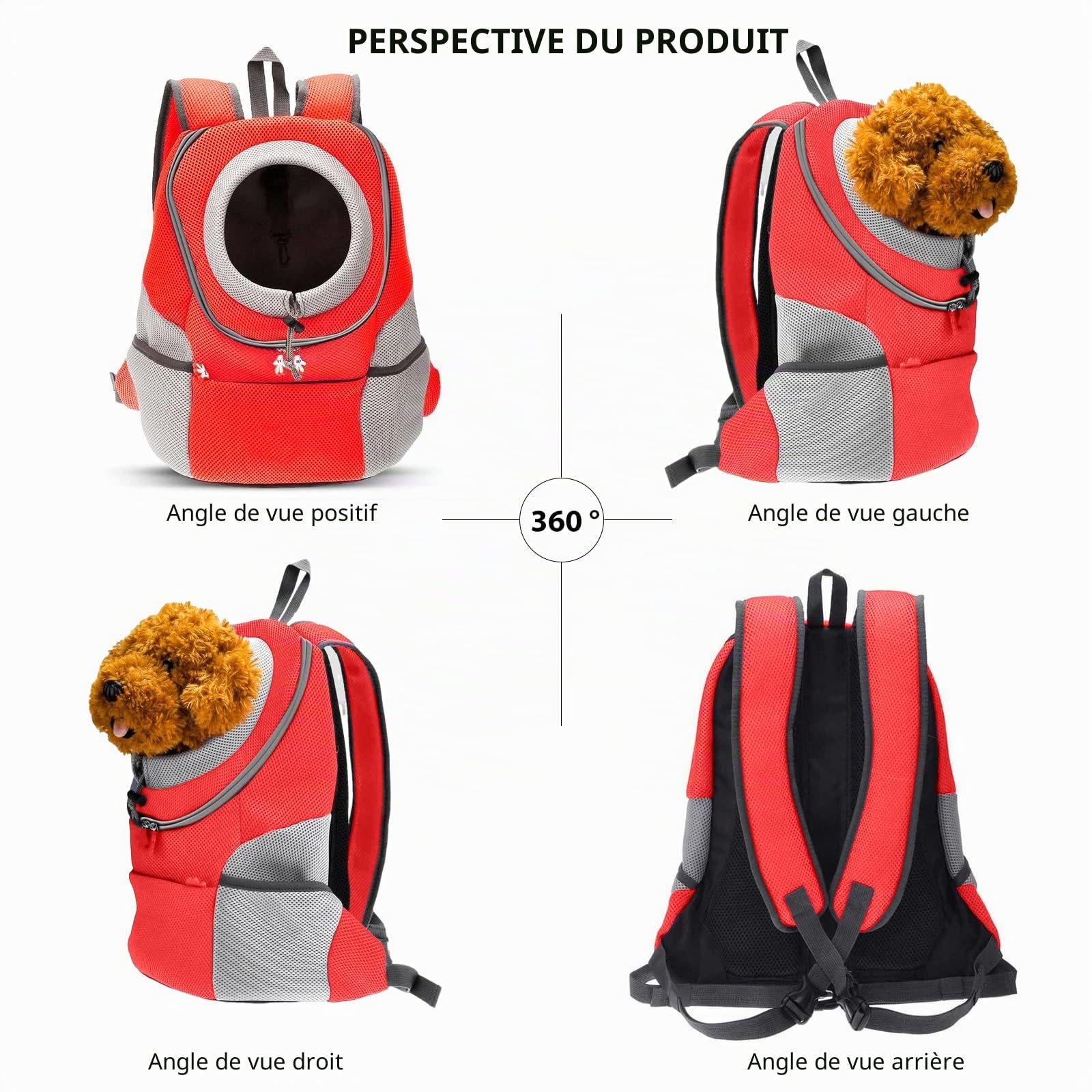 PETCUTE Sac à Dos pour Chien,Respirant Sac à Dos de Transport pour Chien,Sac à Dos de Transport pour Petits Chiens et Chats,Sac de Transport pour Animaux,pour randonnée,Voyage en Plein Air,Orange,L