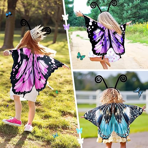 Miniatura 4 de Disfraz de alas de mariposa para niñas, alas de hada, diadema, máscara de mariposa, juguetes de fiesta, regalos