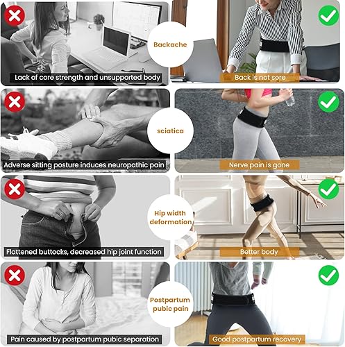 Miniatura 7 de Cinturón sacroilíaco  Cinturón de articulación SI para aliviar la ciática, articulaciones, pelvis, espalda baja, pierna y dolor del nervio sacro