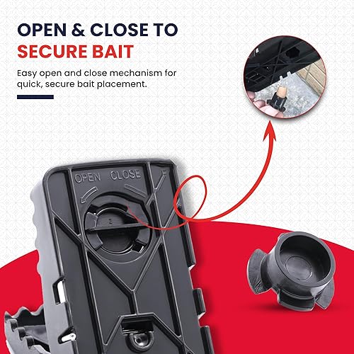 Miniatura 5 de Power Rat Trap - Paquete de 4 trampas a presión para uso en interiores y exteriores, captura rápida, control reutilizable de roedores y ratones,