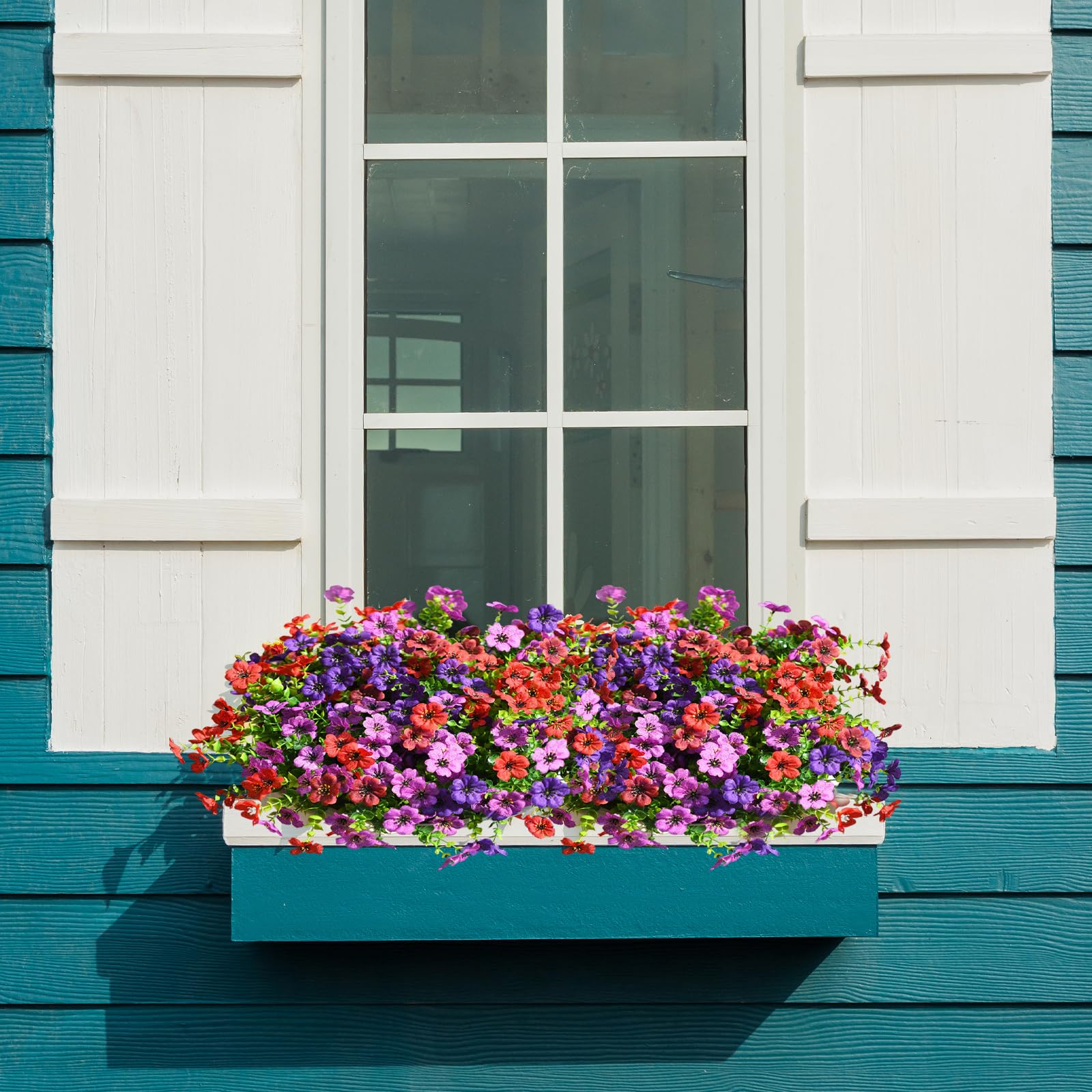 INQCMY Künstliche Blumen für den Außenbereich, Kunstpflanzen, Frühlings- und Sommerdekoration, 12 Bündel aus Kunstseide, buntes Gänseblümchen, realistisch, UV-beständig, für den Außenbereich, Zuhause