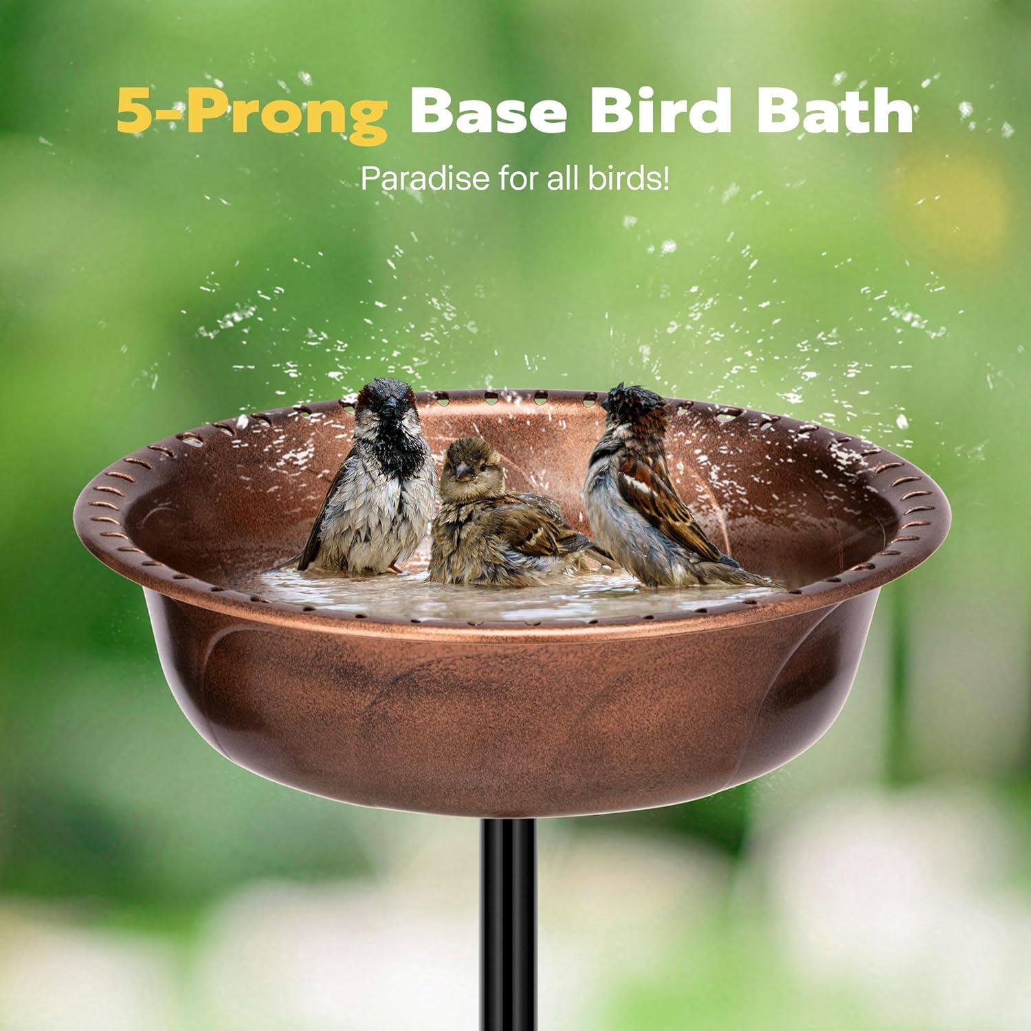 VIVOHOME Polyresin Bird Bath Bowl with Metal Stake, 29 Inch Height Outdoor Freestanding Birdfeeder with VIVOHOME 28 Inch Height Polyresin Lightweight Antique Outdoor Garden Bird Bath Bronze