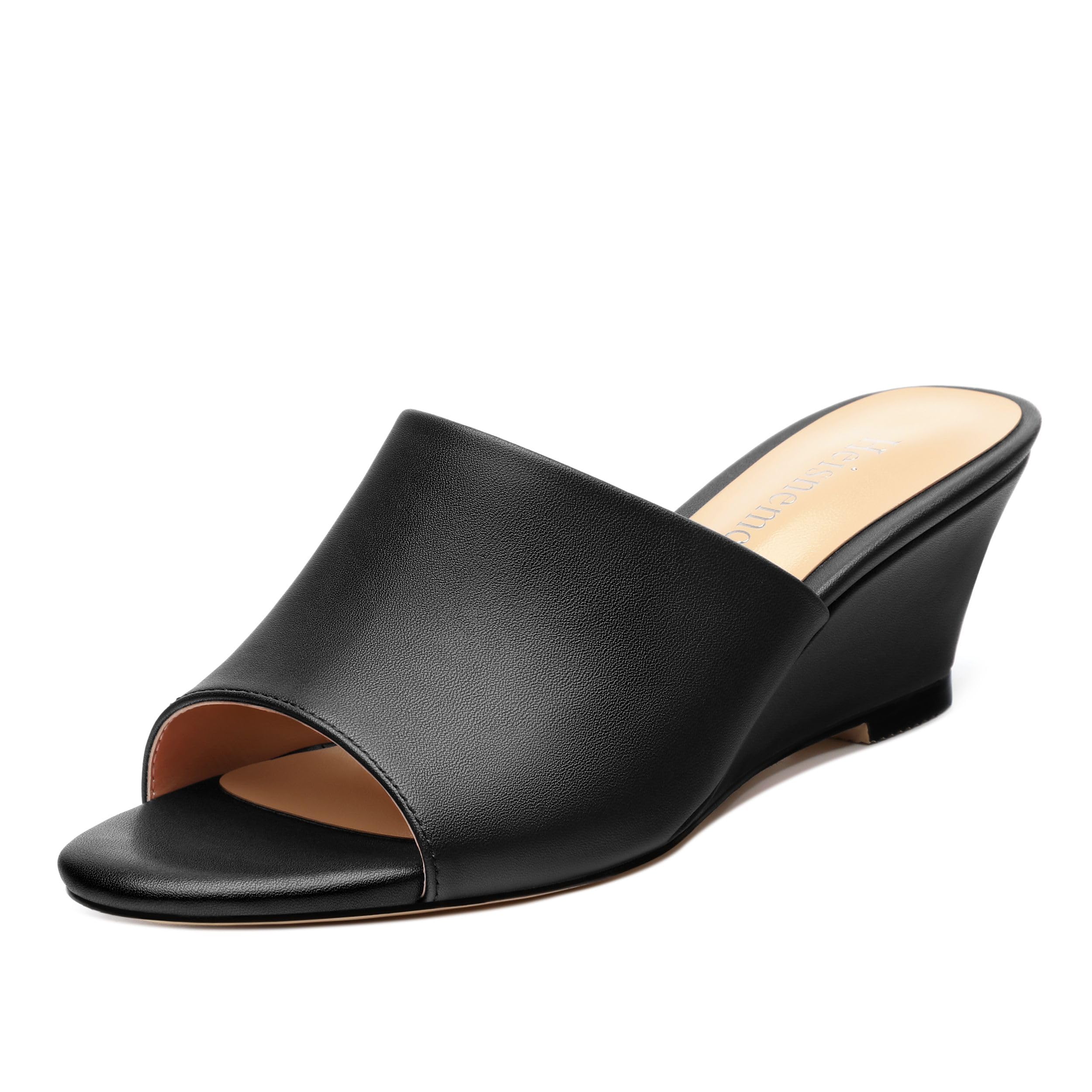 Heisnemca Wedge Sandals for Women Open Toe Wedge Heels Womens Matte High Heel Sandal Round Toe Heeled Wedge Sandals Slip on Casual shoes 2 inch