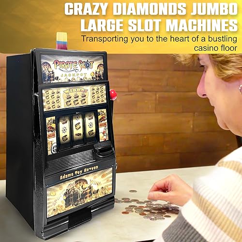 Miniatura 2 de Pirata Jumbo Slot Machine Casino Toy Piggy Bank Réplica con luces intermitentes y sonidos de alerta de jackpot