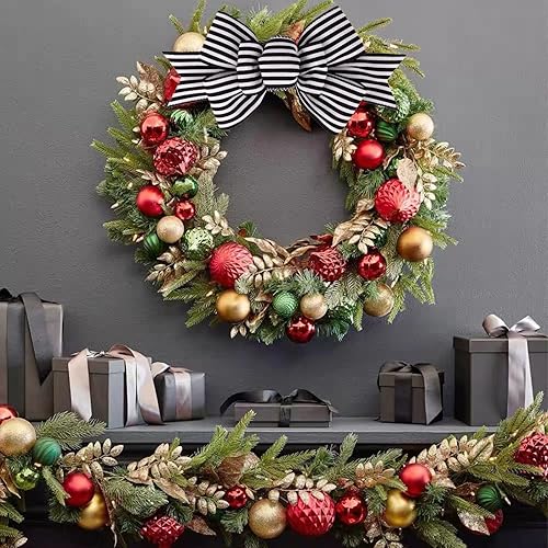 Miniatura 6 de 2 lazos de arpillera de Navidad, hechos a mano, prefabricados para coronas, adornos decorativos grandes de Navidad, decoración de árbol, lazos