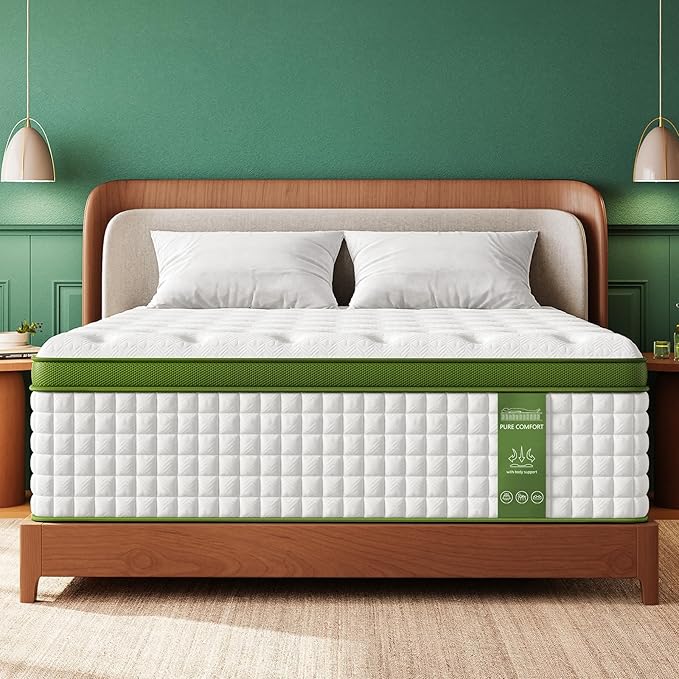 BedStory Firm Queen Mattress, 12 Inch Cooling Gel Hybrid Mattresses –Targeted Lumbar & Shoulder Support for Back Pain Relief,Motion-Isolating, Fiberglass-Free, CertiPUR-US Certified, 365-Night Trial