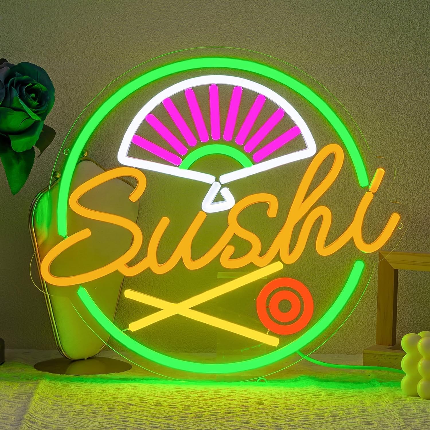 Sushi Karaoke LED Neon Sign for Wall Decor USB Adjustable Brightness Living Room Bars Pub Club Gatherings Art Wall Decor