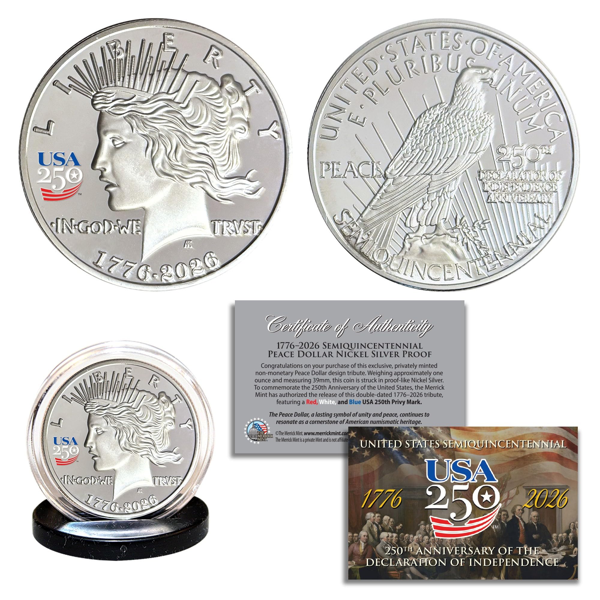 Amazon.com: America 250th Anniversary 2026 Peace Dollar Nickel