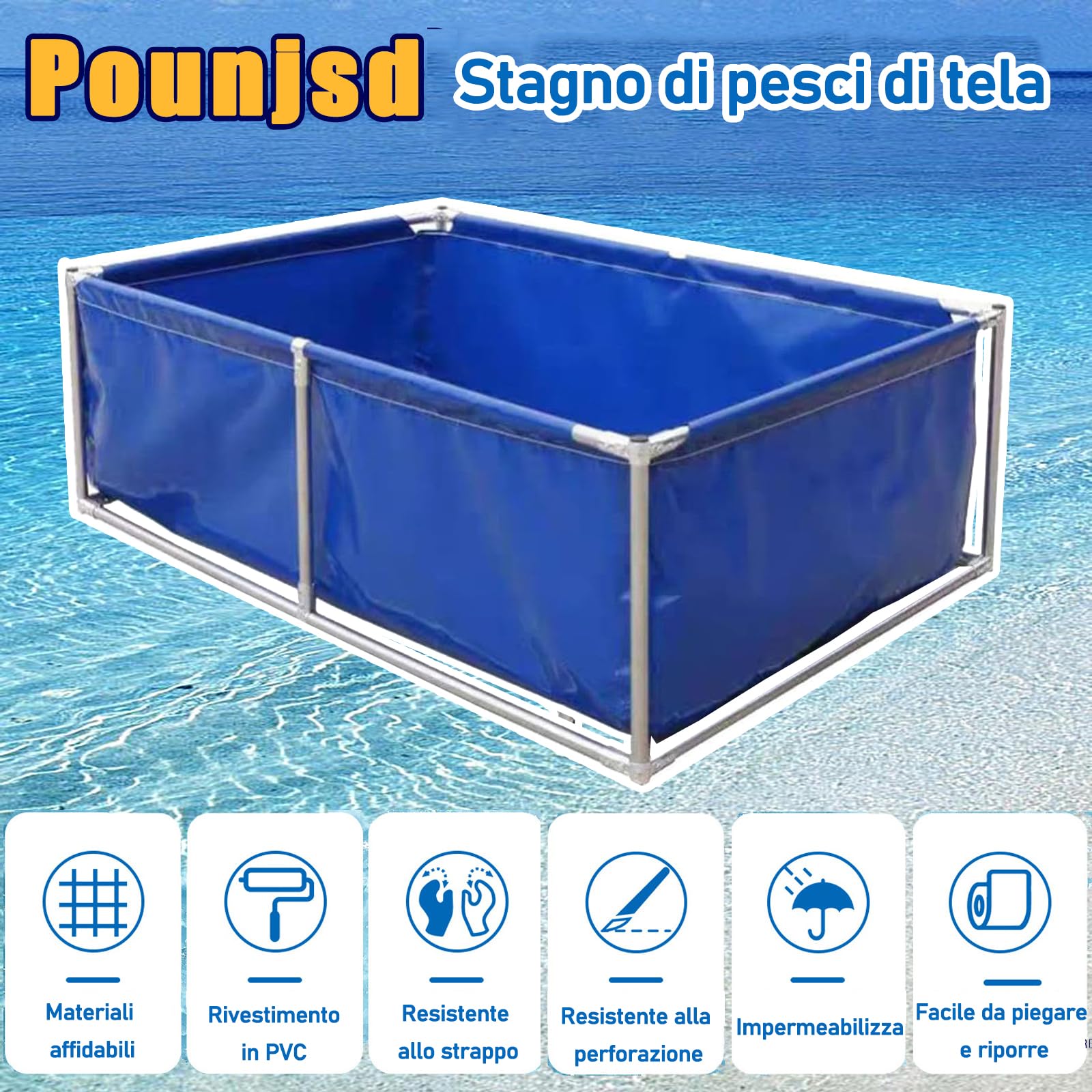 Piscina Acquario Fuori Terra, 1m Laghetto in Tela di PVC, Serbatoio di Contenimento Temporaneo per Pesci d'Acqua Salata, Stoccaggio Di Acqua, Allevamento