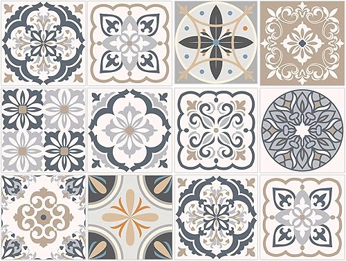 12 calcomanías para azulejos de despegar y pegar, 6 x 6 pulgadas, calcomanías de azulejos para baño y cocina, impermeables, autoadhesivas,