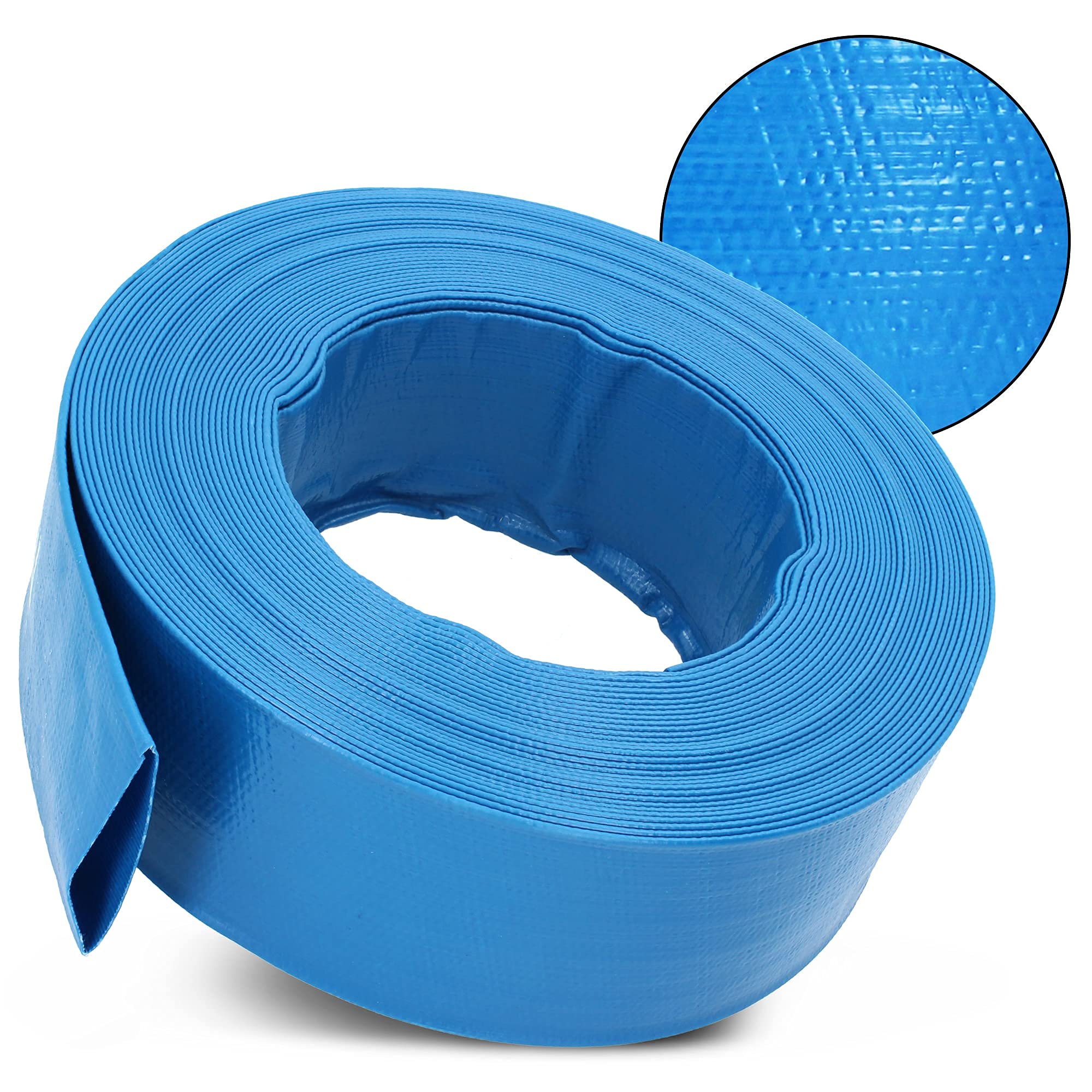 Manguera de Bomberos Industrial, 20 m x 2 Pulgadas, Construcción y Agua, Plana Azul, 2 Bar, 52 mm, Poliéster | M85313