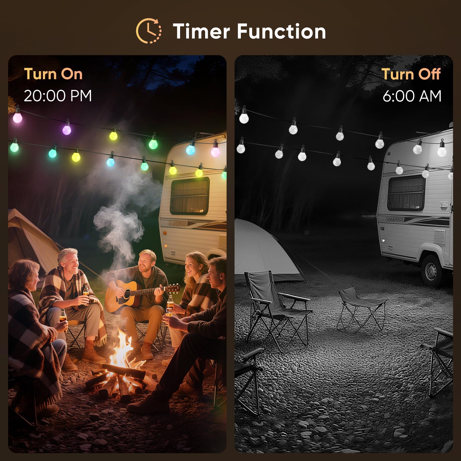 LED-Lichterkette für den Außenbereich, 33 m, wasserdicht, mit 50 bruchsicheren Glühbirnen, für Garten, Veranda, Hinterhof