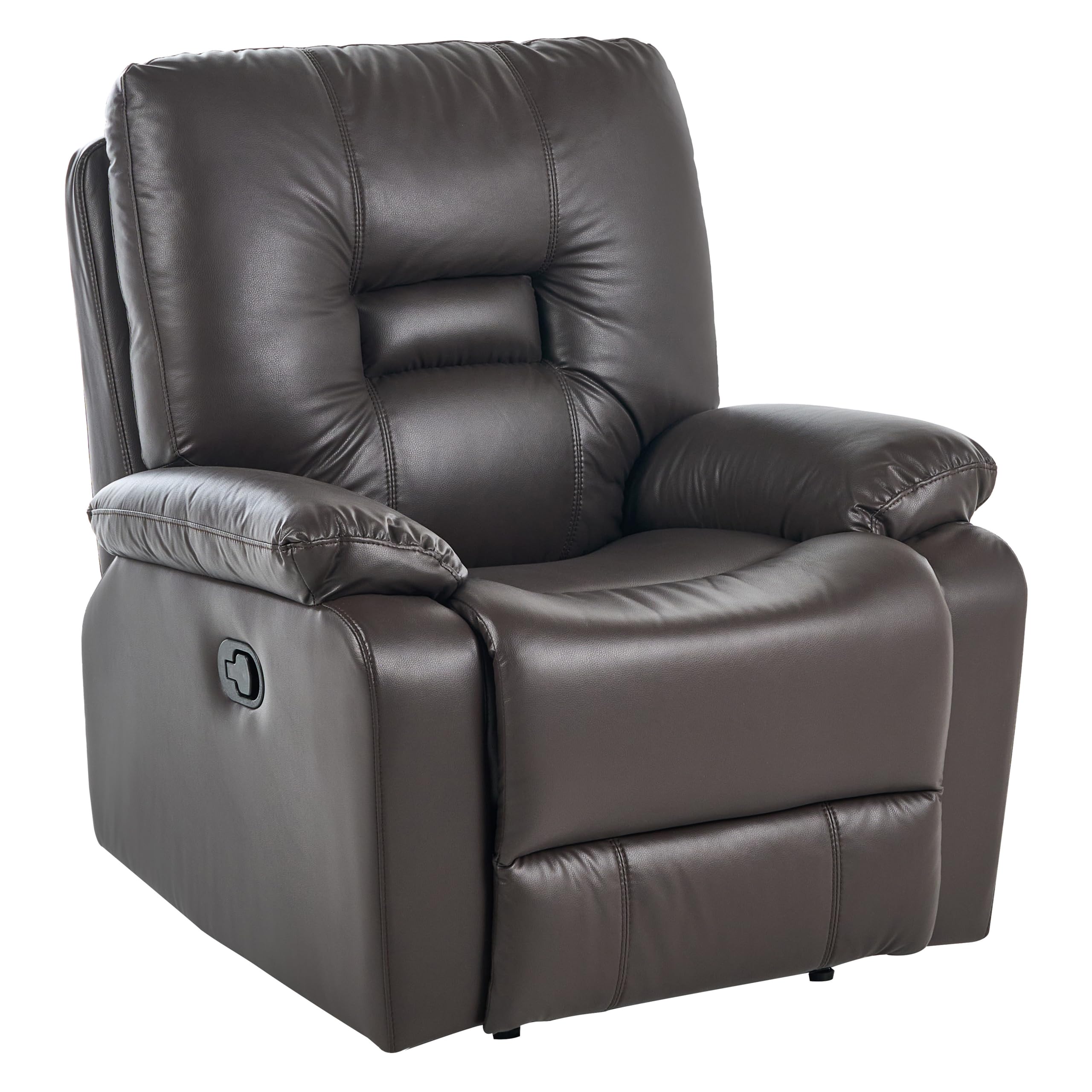 Ensemble Salon 6 Personnes 2 Canapés et Fauteuil en Cuir PU Marron avec Dossiers Réglables et Repose-pieds Confort et Design Beliani