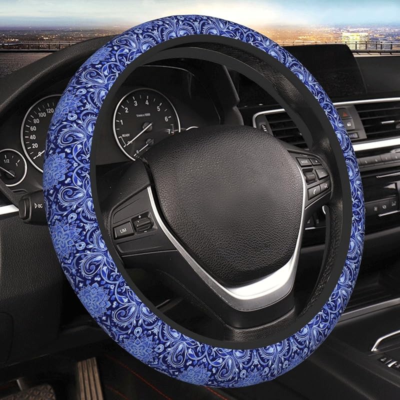 Capa para Volante Floral Paisley Oriental em Neoprene com Elástico 38,1 cm YISHOW