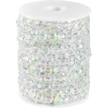 99FT Iridescent Diamond-Shaped Crystal Bead Strands Acrylic Crystal Garland for DIY Crafts Beaded Curtain Crafting Projects Christmas Decorations Iridescent