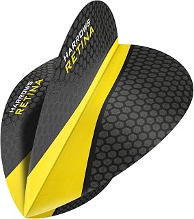 Harrows Retina | Premium Extra Strong 100 Micron Dart Flights in Pear Shape, 5 Sets of 3 Flights, 15 Flights In Total, Yellow